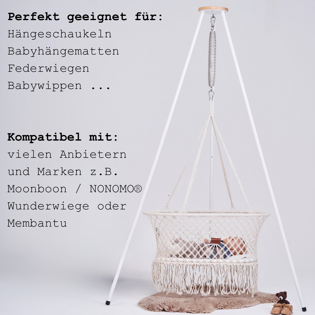 Honigbär Gestell für Federwiegen – TÜV-geprüft, pulverbeschichtet & belastbar bis 40 kg | Babyhängematte & Schaukelbett | kompatibel mit Swing2Sleep, Moonboon, NONOMO, Wunderwiege, Membantu, Lottili | platzsparend & günstigstes Gestell Deutschlands