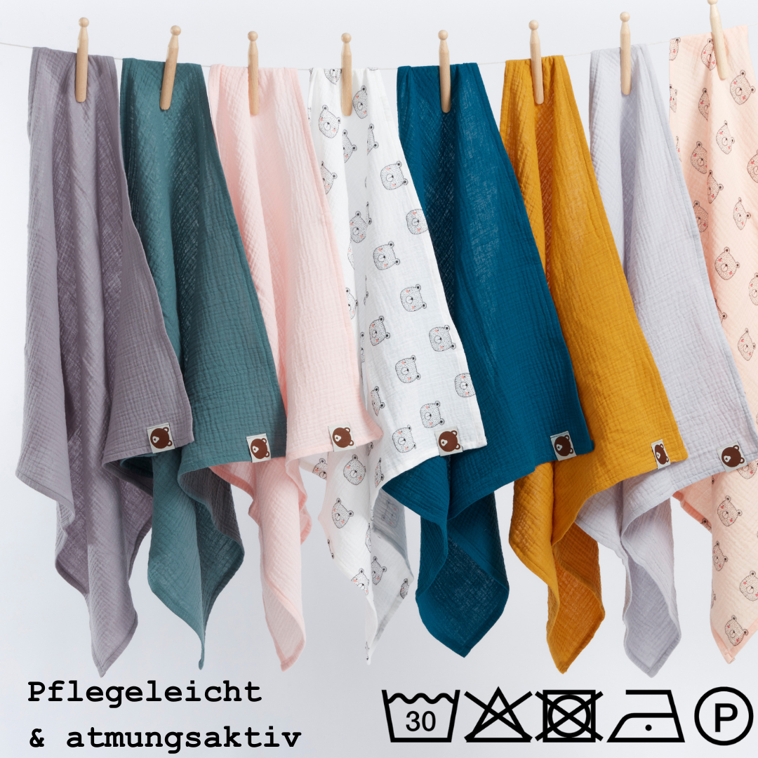 Honigbär|Pucktuch|Bio-Musselin|GOTS-zertifiziert|viele Farben|Baby Einschlafhilfe|Neugeborene|Krabbeldecke|Schmusetuch