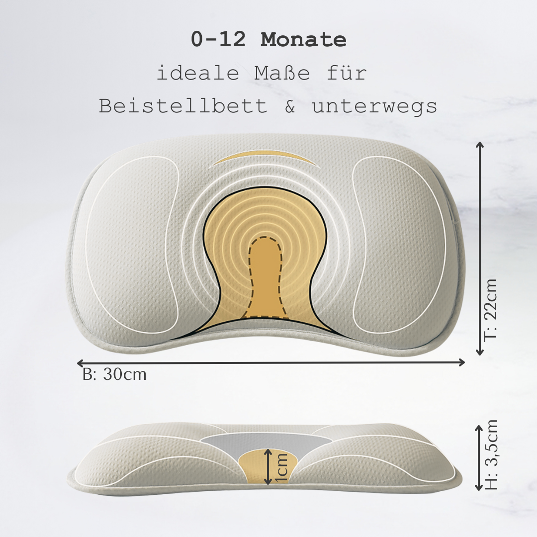 Honigbär umweltfreundliches Babykissen gegen Plattkopf und Kopfverformung (Weiß)