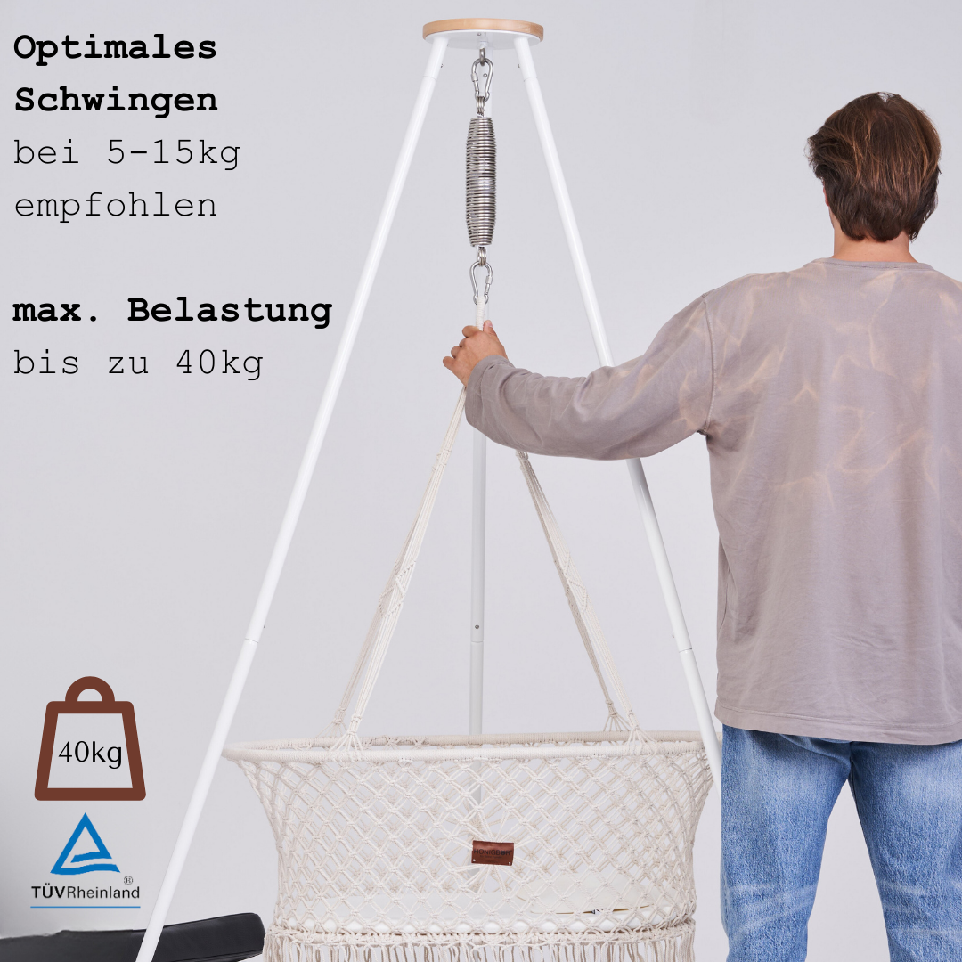 Honigbär Schwingfeder für Baby Federwiegen bis 15kg|TÜV getestet|Einschlafhilfe|Optimales Schwingen bei 5-15kg | Hängewiege, Schaukelbett, Babyhängematte| Türklammer, Standfuß/Gestell | kompatibel u.a. Moonboon, Swing2Sleep, NONOMO®, Wunderwiege etc.