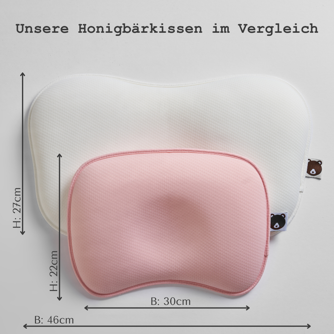 Honigbär umweltfreundliches MAXI Kopfkissen für Babys und Kleinkinder (weiß) | 0-36 Monate