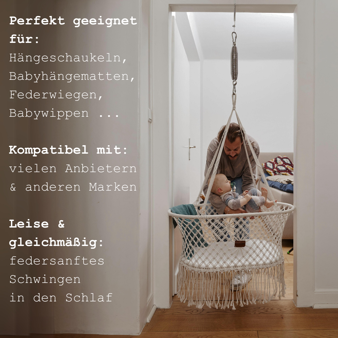 Honigbär Schwingfeder für Baby Federwiegen bis 15kg|TÜV getestet|Einschlafhilfe|Optimales Schwingen bei 5-15kg | Hängewiege, Schaukelbett, Babyhängematte| Türklammer, Standfuß/Gestell | kompatibel u.a. Moonboon, Swing2Sleep, NONOMO®, Wunderwiege etc.