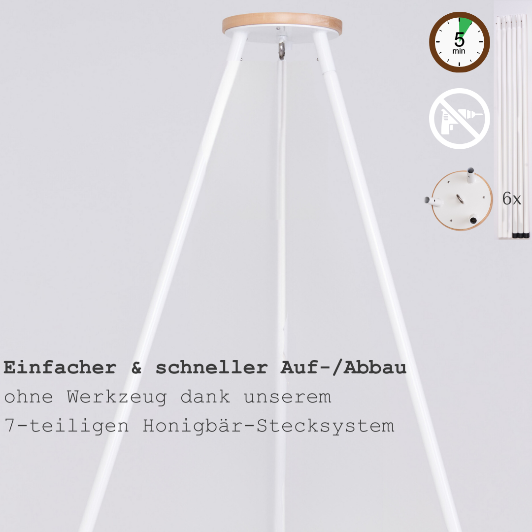 Honigbär Gestell für Federwiegen – TÜV-geprüft, pulverbeschichtet & belastbar bis 40 kg | Babyhängematte & Schaukelbett | kompatibel mit Swing2Sleep, Moonboon, NONOMO, Wunderwiege, Membantu, Lottili | platzsparend & günstigstes Gestell Deutschlands