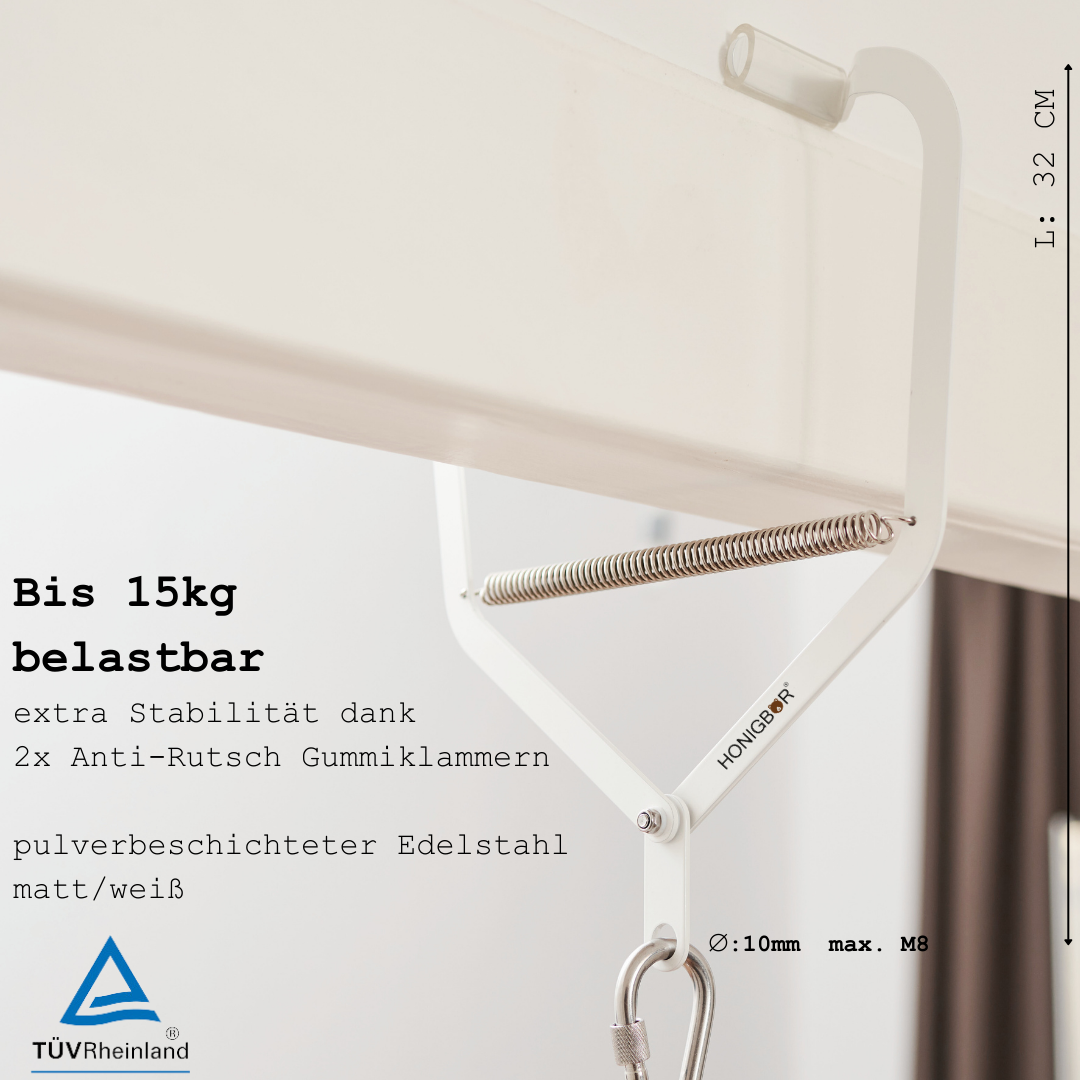 Honigbär|umweltfreundliche Federwiege mit Türklammer|Schwingfeder|Matratze aus Sorona®-Faser | TÜV getestet | Makramee Baby Einschlafhilfe | platzsparendes Set & schneller flexibler Auf-/abbau