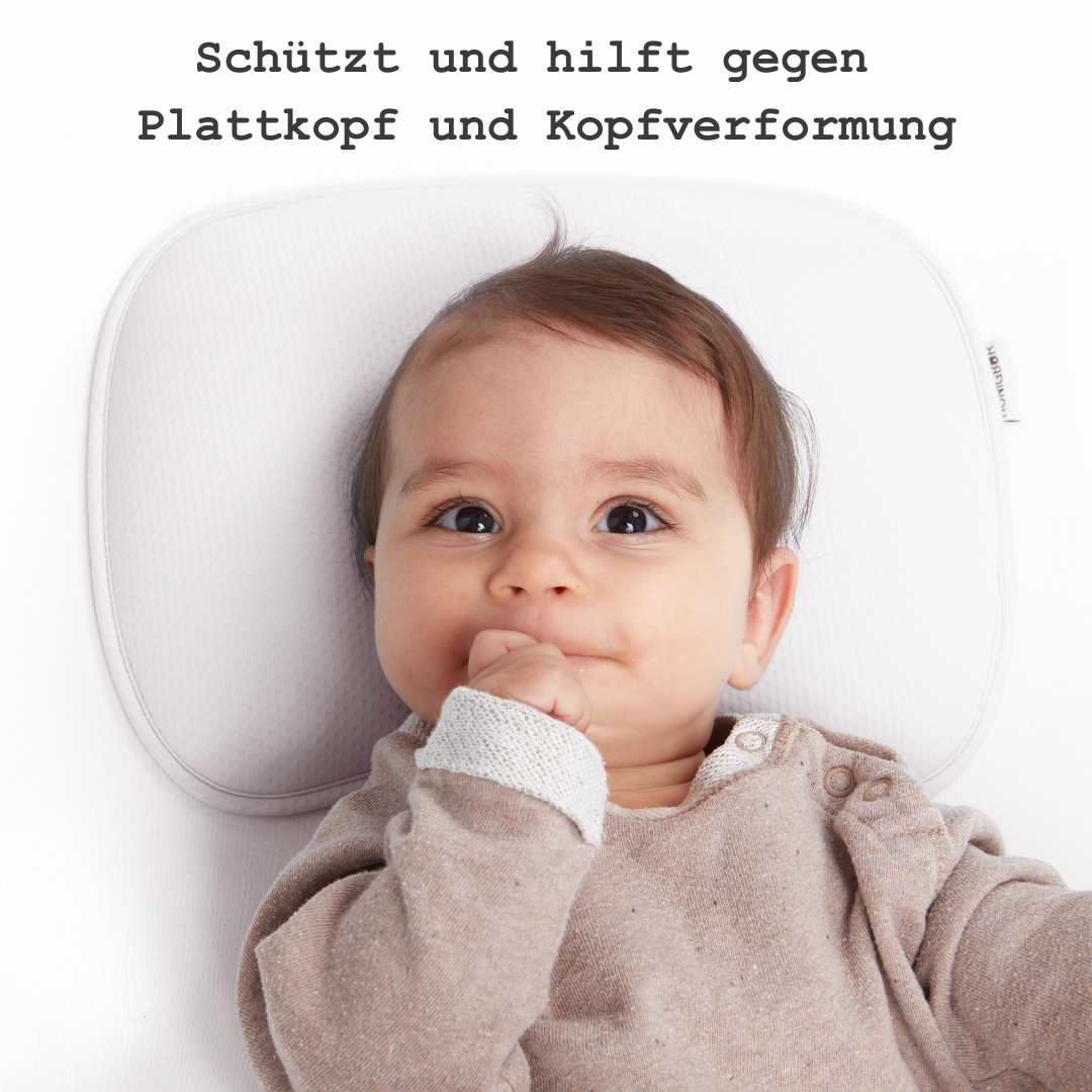 Honigbär umweltfreundliches Babykissen gegen Plattkopf und Kopfverformung (Weiß)