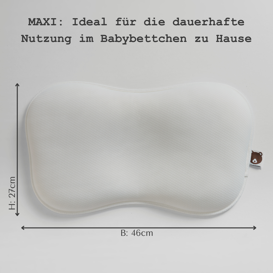 Honigbär umweltfreundliches MAXI Kopfkissen für Babys und Kleinkinder (weiß) | 0-36 Monate