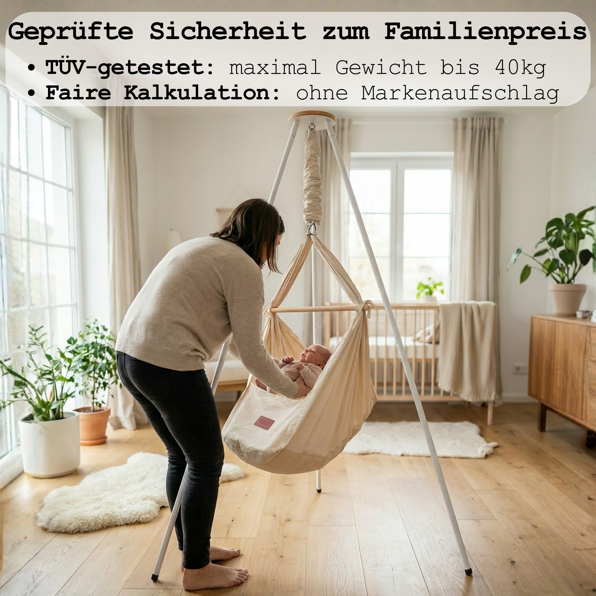 TÜV-geprüfte Federwiege belastbar bis 40kg zum familienfreundlicher Preis