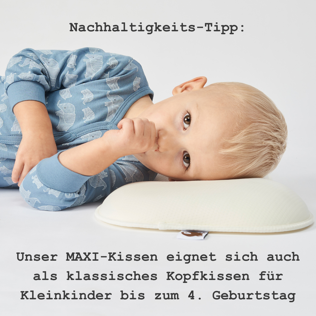 Honigbär® umweltfreundliches MAXI Kopfkissen für Babys und Kleinkinder (weiß)