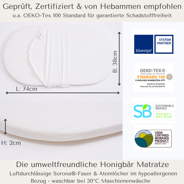 Laden Sie das Bild in den Galerie-Viewer, Honigbär® umweltfreundliche Federwiege mit Gestell|Schwingfeder|Matratze aus Sorona®-Faser | TÜV getestet | Makramee Baby Einschlafhilfe | Komplett-Set mit Standfuß (matt weiß Edelstahl/Holz)
