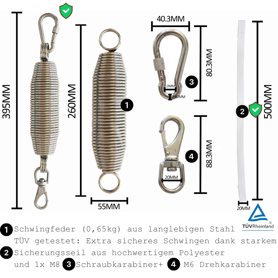 Honigbär Schwingfeder für Baby Federwiegen bis 15kg|TÜV getestet|Einschlafhilfe|Optimales Schwingen bei 5-15kg | Hängewiege, Schaukelbett, Babyhängematte| Türklammer, Standfuß/Gestell | kompatibel u.a. Moonboon, Swing2Sleep, NONOMO®, Wunderwiege etc.