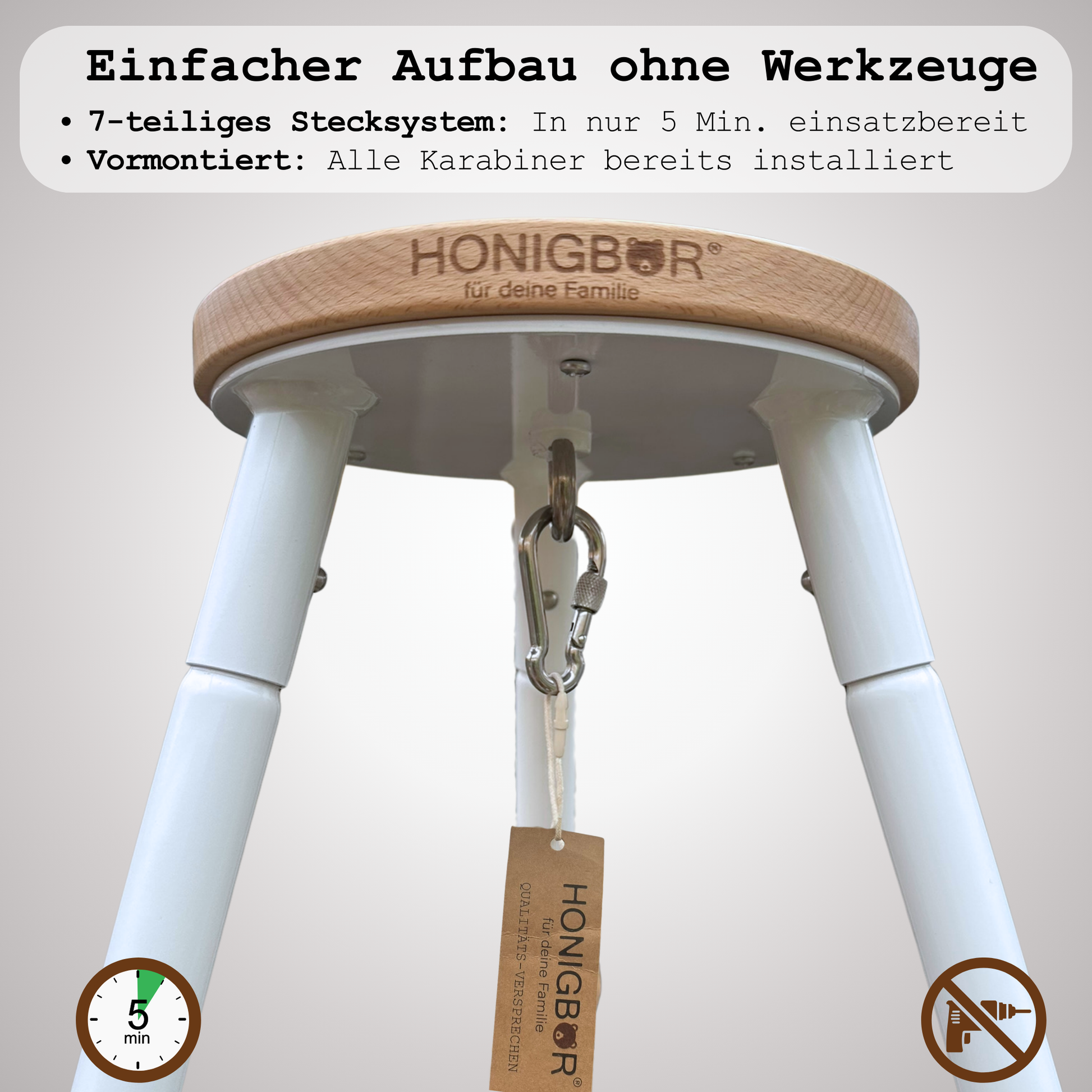 Einfacher Aufbau Federwiege ohne Werkzeug mit Push und Click Stecksystem