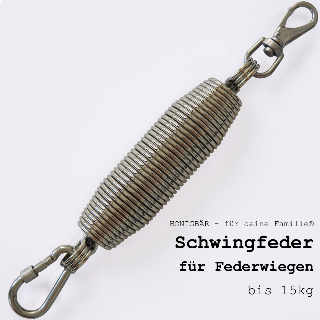 Honigbär Schwingfeder für Baby Federwiegen bis 15kg|TÜV getestet|Einschlafhilfe|Optimales Schwingen bei 5-15kg | Hängewiege, Schaukelbett, Babyhängematte| Türklammer, Standfuß/Gestell | kompatibel u.a. Moonboon, Swing2Sleep, NONOMO®, Wunderwiege etc.